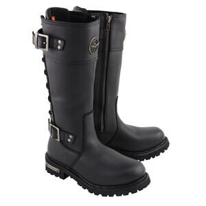 NWT Milwaukee Leather MBL9385 Black Leather 15-Inch Calf Laced Riding Boots